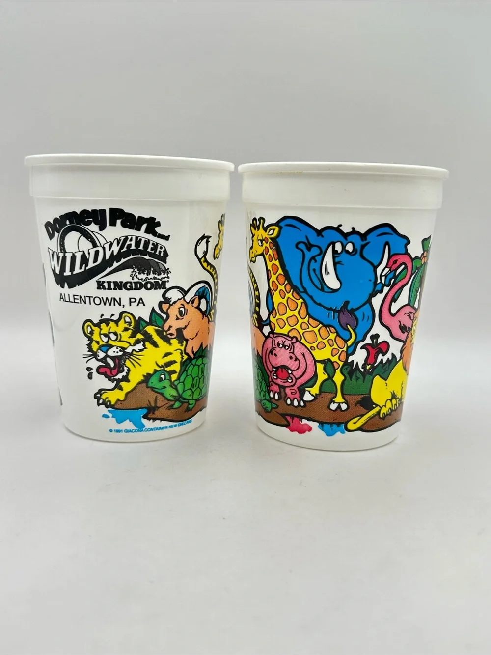 2 Vintage Dorney Park & Wildwater Kingdom Amusement Park 1991 Plastic Cups
